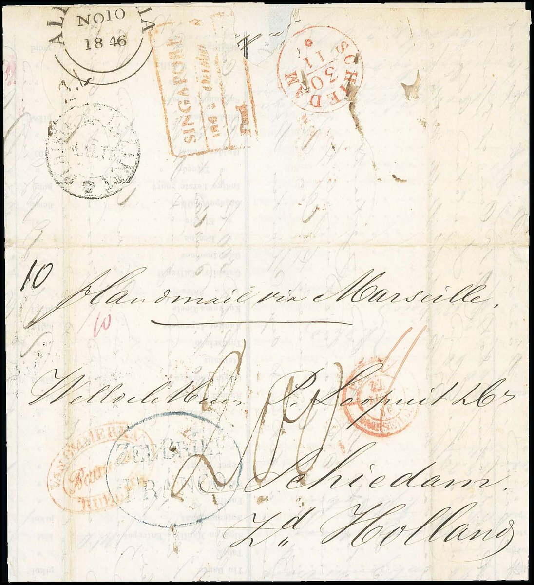 Singapore FP 5 pre-1854 cover, Spink lot 114