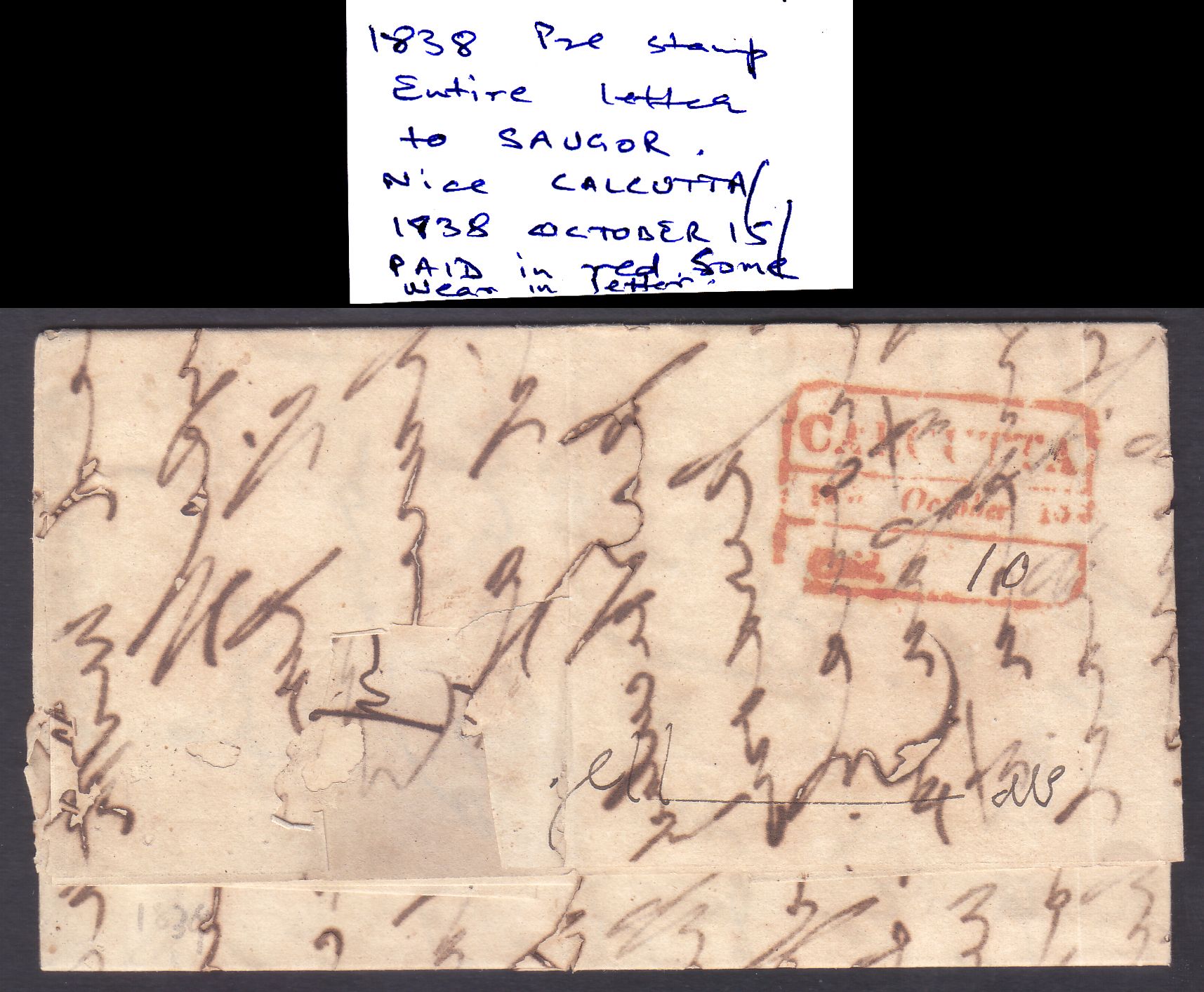 Pre-stamp cover of India — Calcutta HG 21, COV-5414