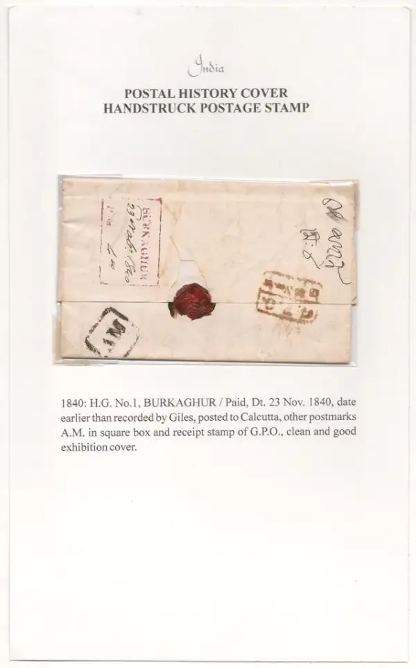 Pre-stamp cover of India — Burkaghur HG 1, COV-4660, 23 November 1840