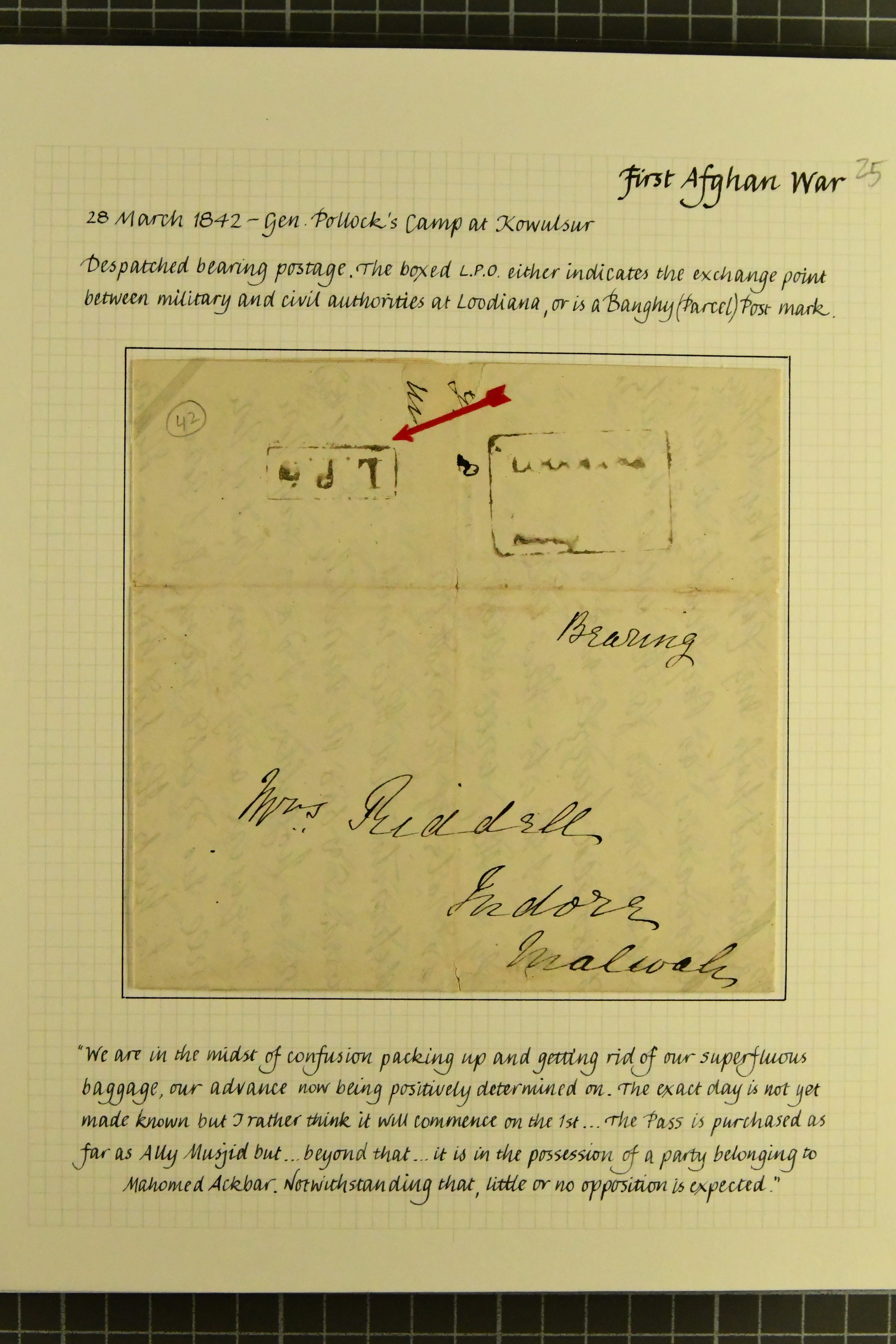 Pre-stamp cover of India — Lodianah HG 9, COV-5066, 13 March 1842