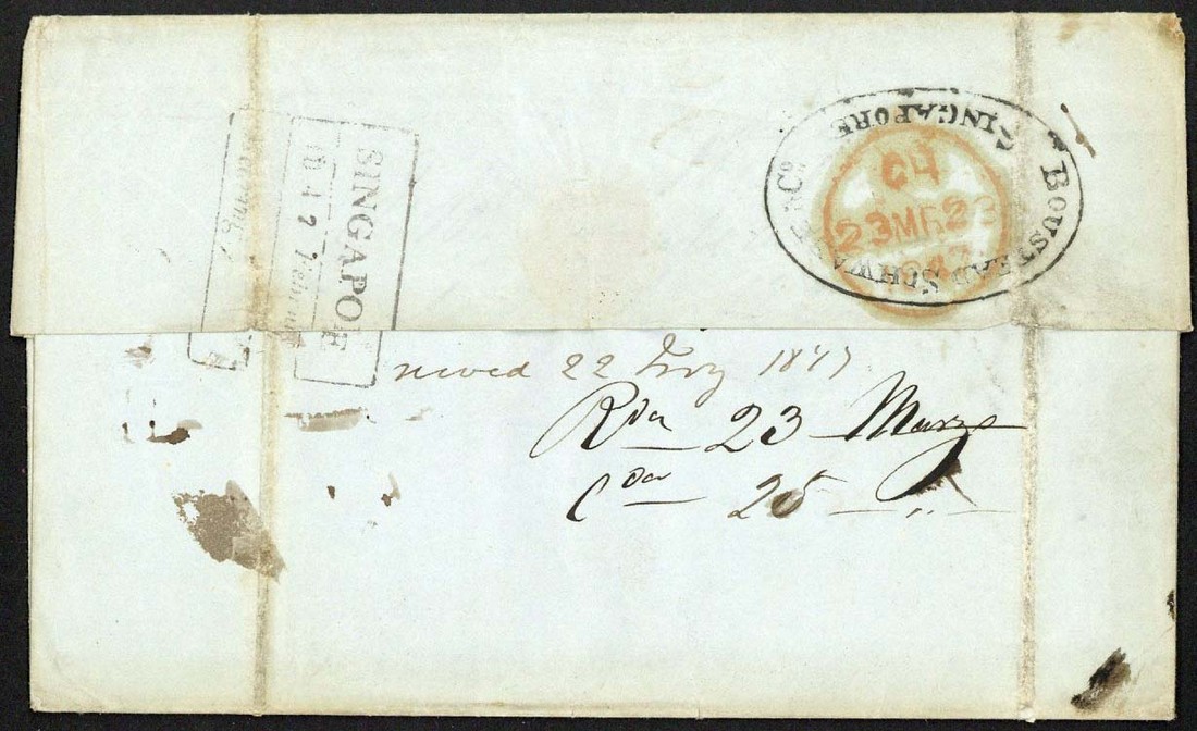 Singapore FP 4 pre-1854 cover, Spink