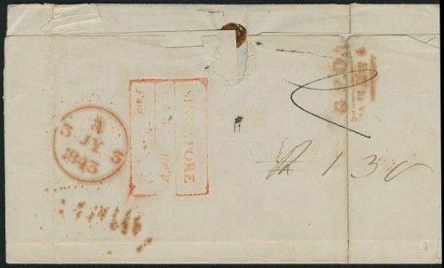 Singapore FP 5 pre-1854 cover, Spink lot 1108