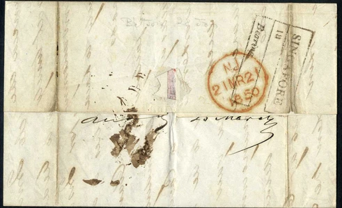 Singapore FP 4 pre-1854 cover, Spink lot 522