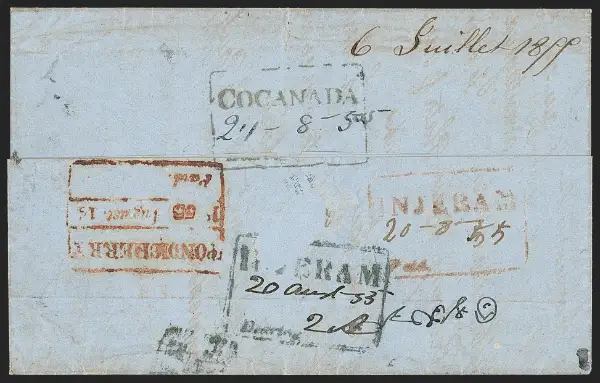 Pre-stamp cover of India — Ingeram HG 3, COV-4824, 6 July 1855