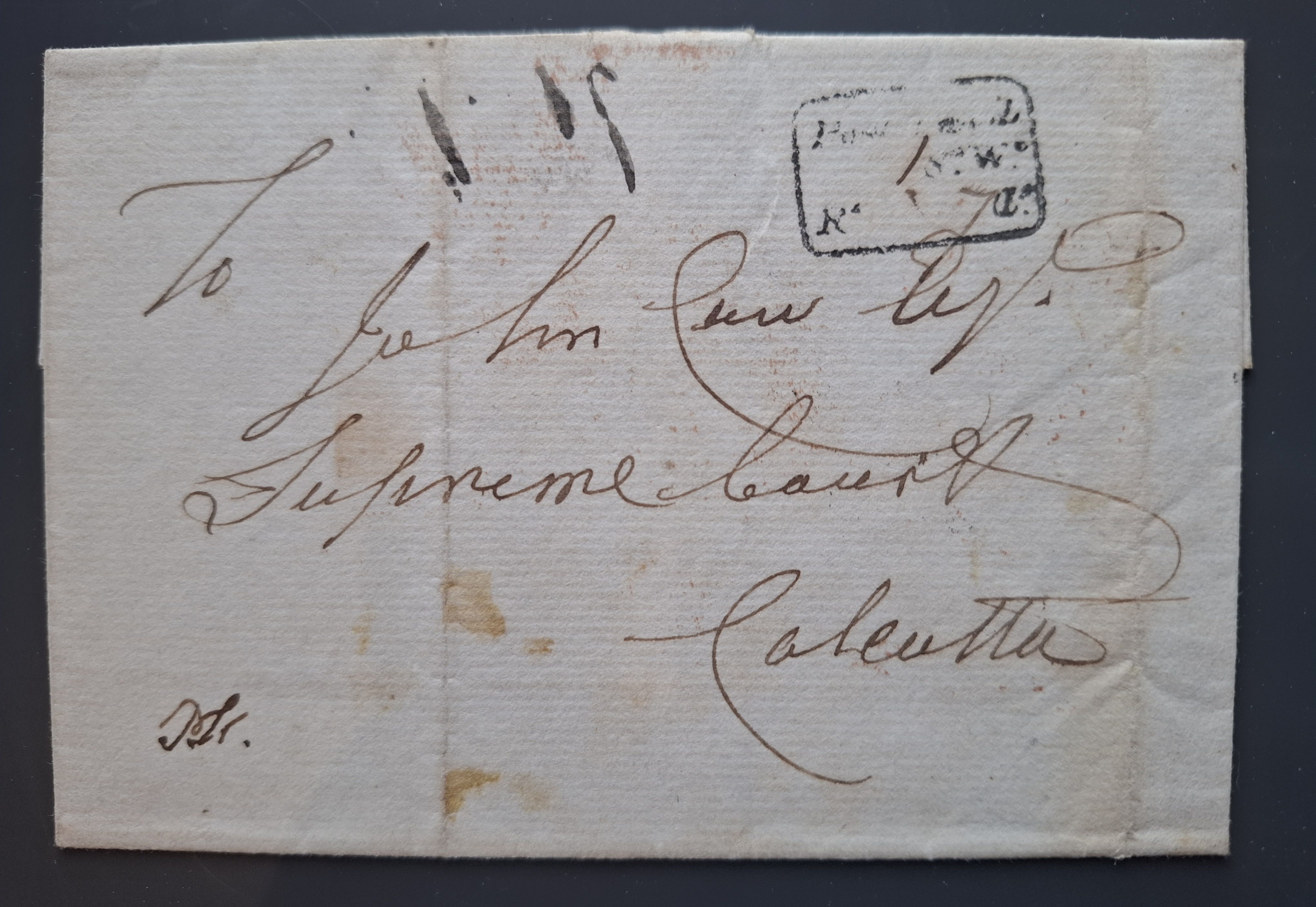 Pre-stamp cover of India — Chittagong HG 3, COV-4954, 1837