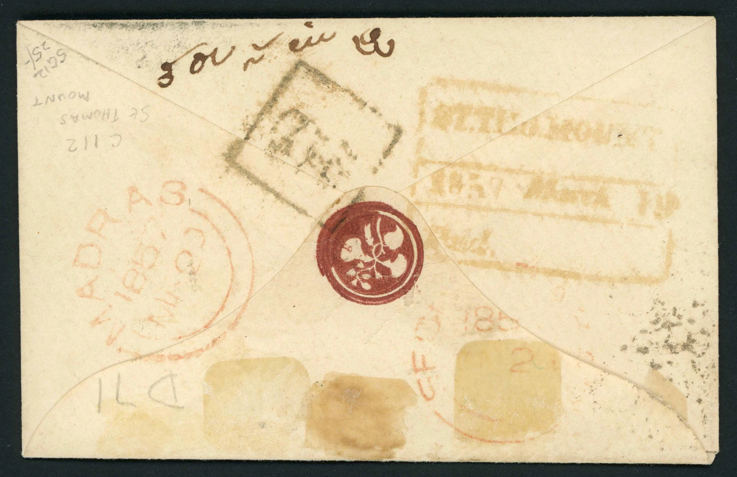 Pre-stamp cover of India — Mount HG 5, COV-4776, 1856
