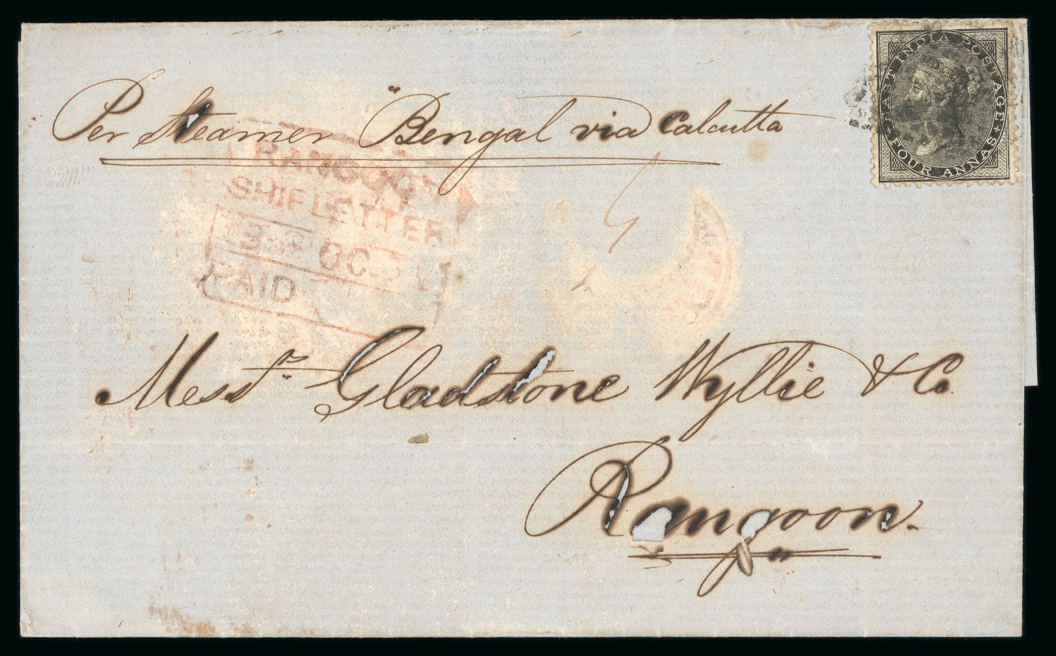 Pre-stamp cover of India — Rangoon FP 6, COV-4964, 1858