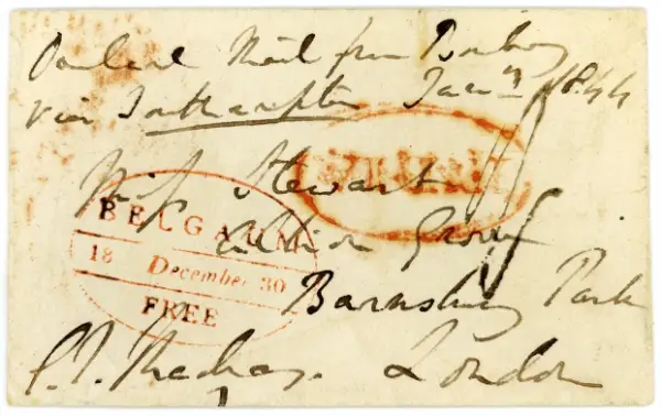 Pre-stamp cover of India — Belgaum HG 4A, COV-4781, 18 December 1843