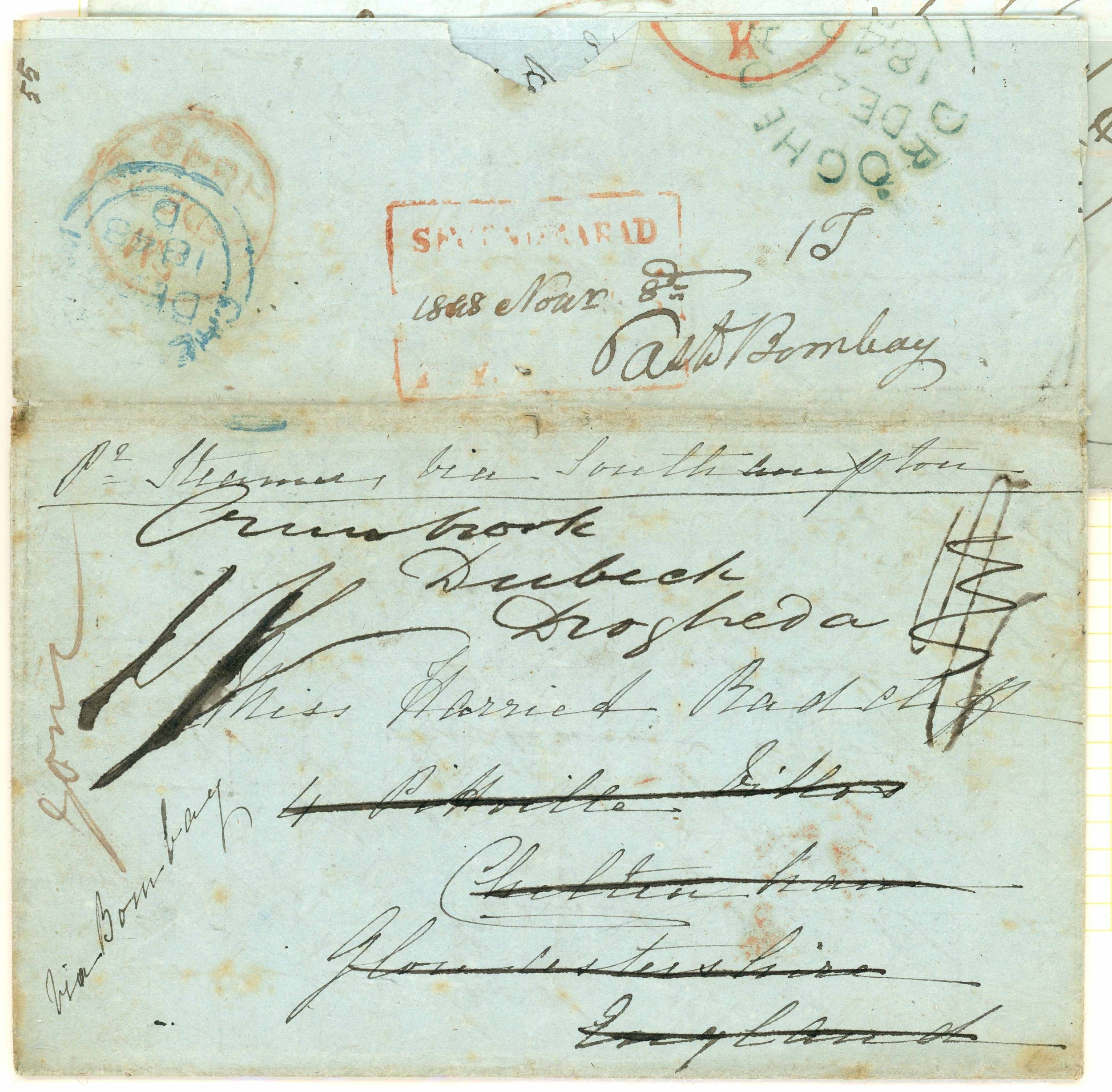 Pre-stamp cover of India — Secunderabad HG 6, COV-4865, 8 November 1848