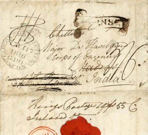 Madras MN 1 pre-1854 cover, Cavendish Philatelic Auctions Ltd lot 5 Jan. 1816