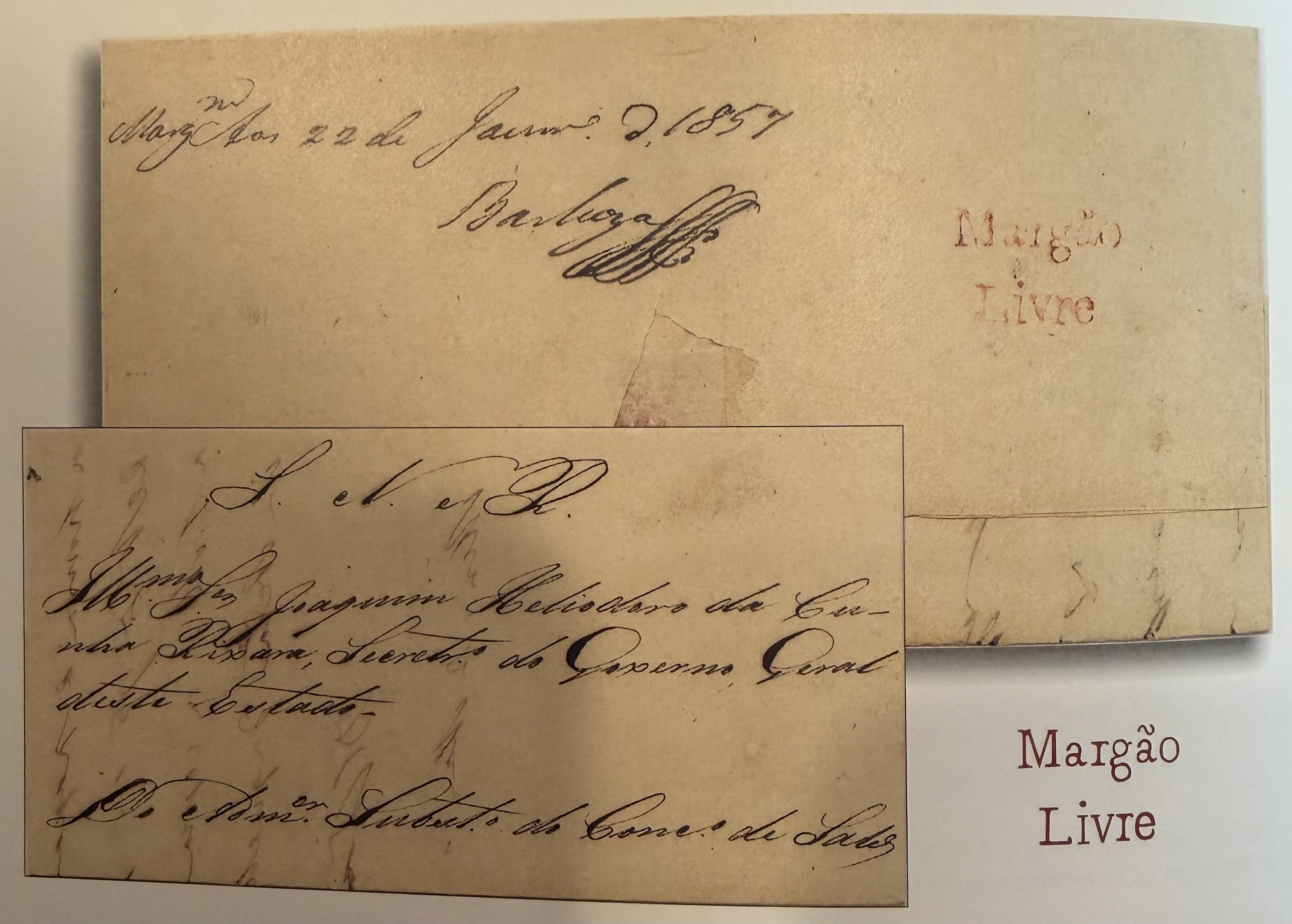 Pre-stamp cover of India — Margao FP 1, COV-3283, 22 January 1857