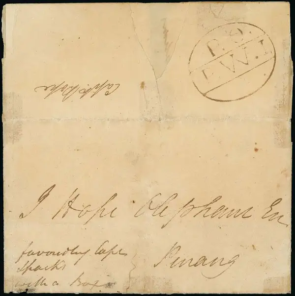 Penang FP 1 pre-1854 cover, Robson Lowe