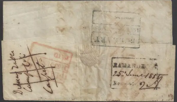 Pre-stamp cover of India — Ramandroog HG 2, COV-5214, 25 June 1855