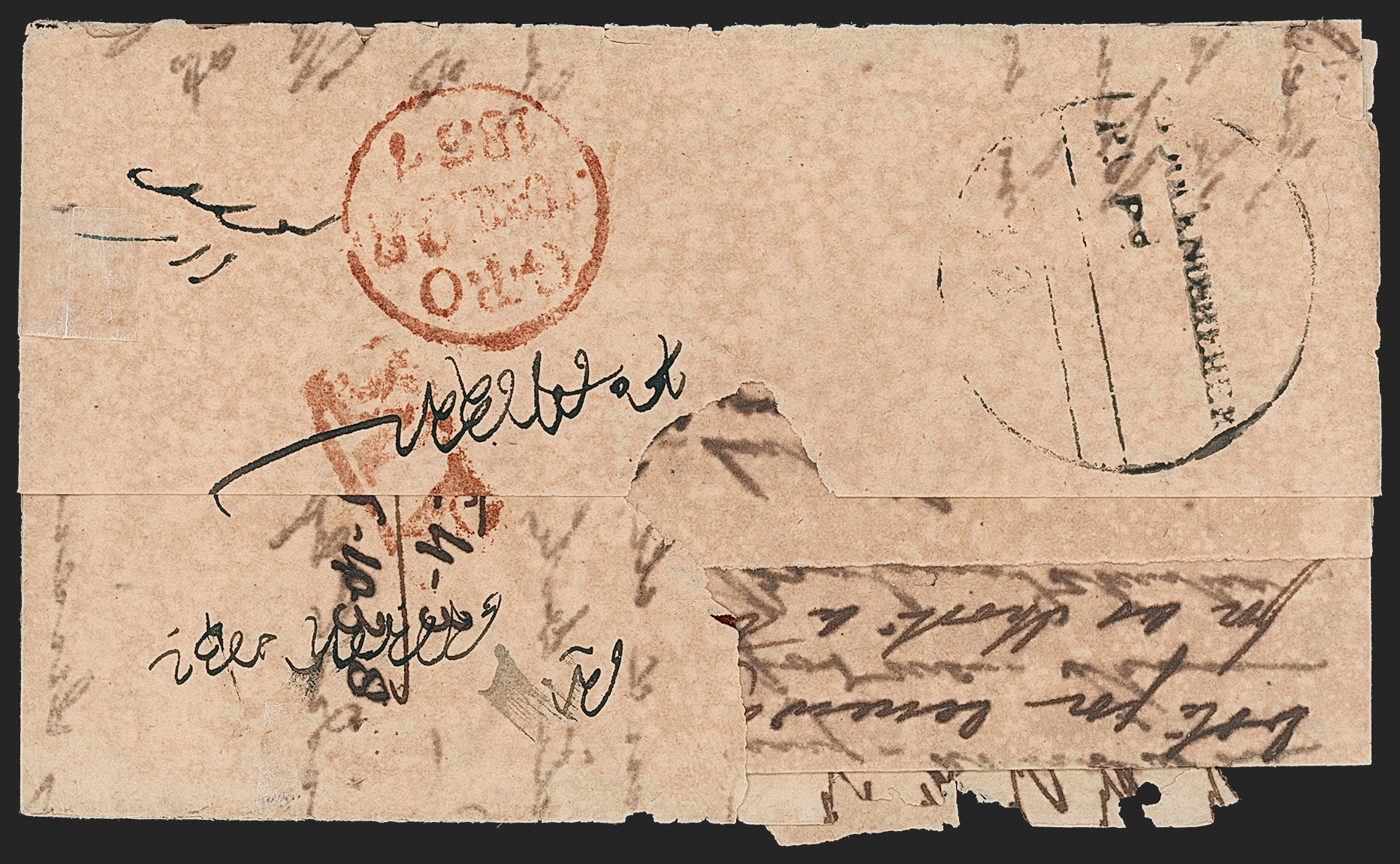 Pre-stamp cover of India — Boolundersher HG 1, COV-5260, 18 June 1837