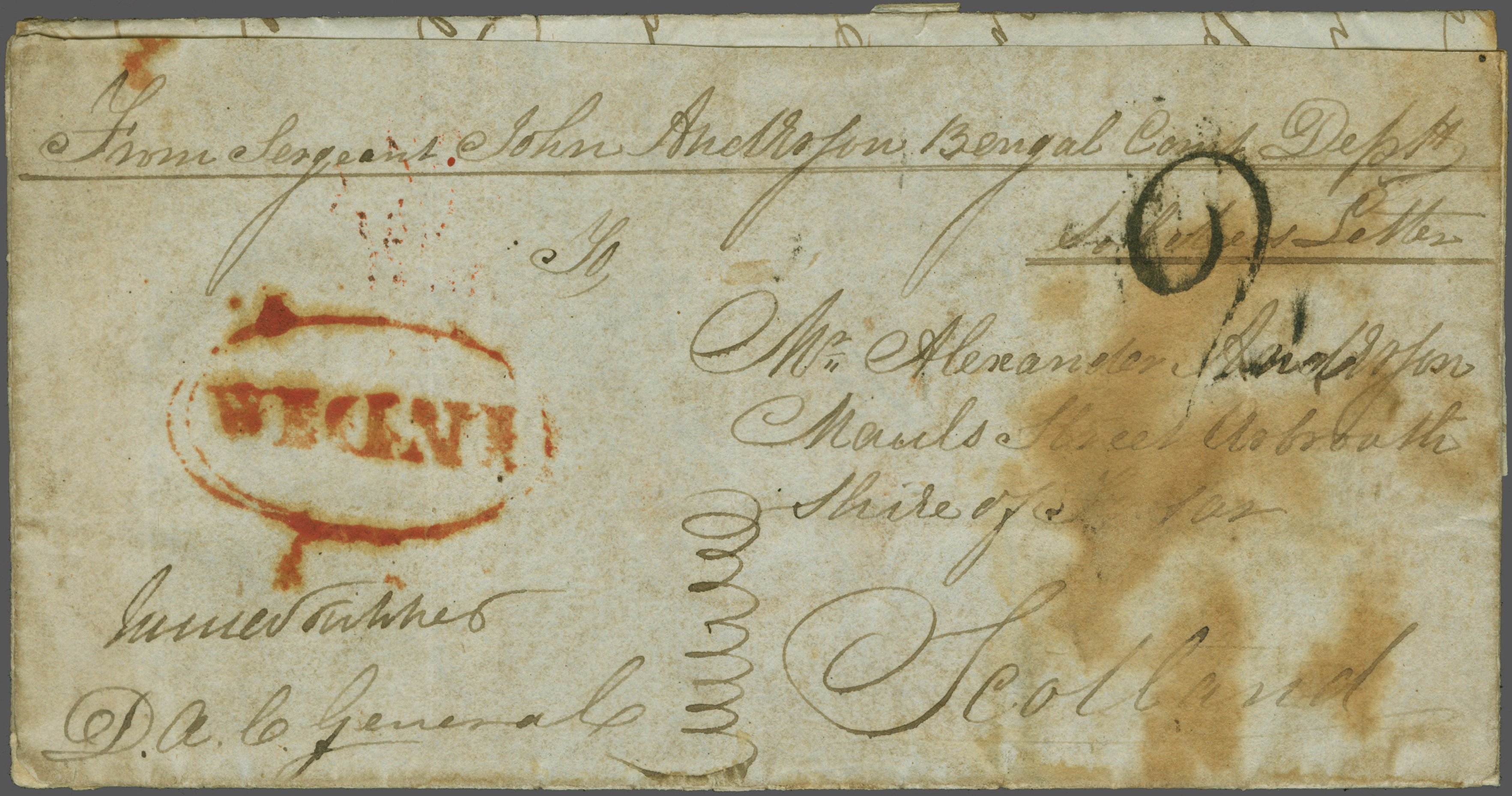 Bombay SD7 pre-1854 cover, Corinphila Auctions lot 6019
