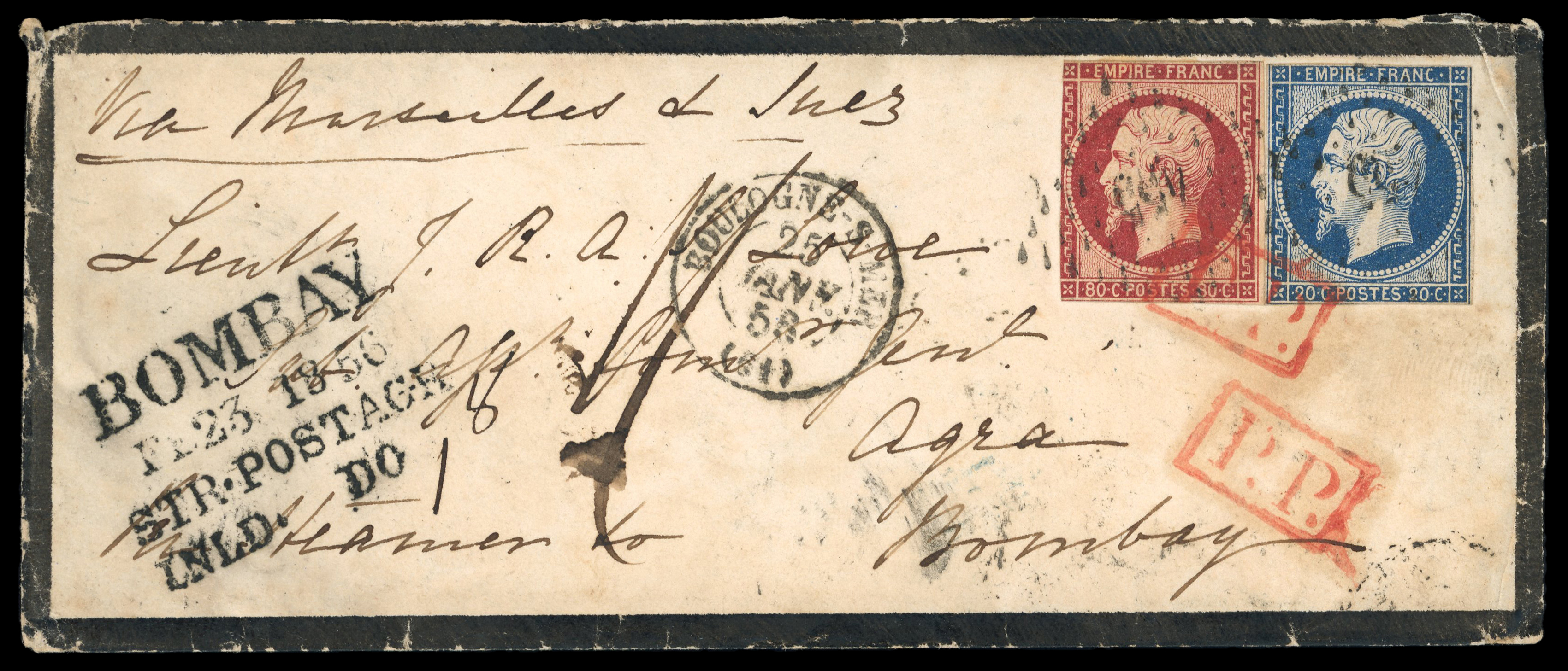 Bombay SR6 pre-1854 cover, David Feldman lot 30035