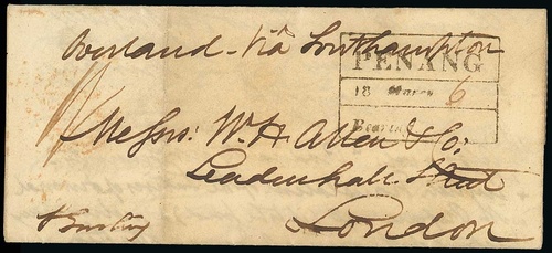 Penang FP 9 pre-1854 cover, Spink lot 31