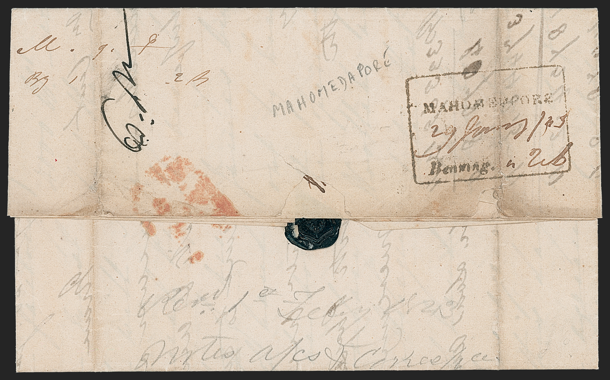 Pre-stamp cover of India — Mahomedpore HG 2, COV-5361, 29 January 1843