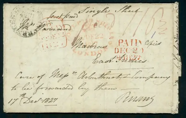 Madras SD11 pre-1854 cover, StampBay lot 19