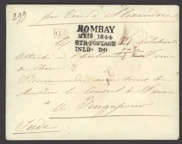 Bombay SR6 pre-1854 cover, Spink lot 122