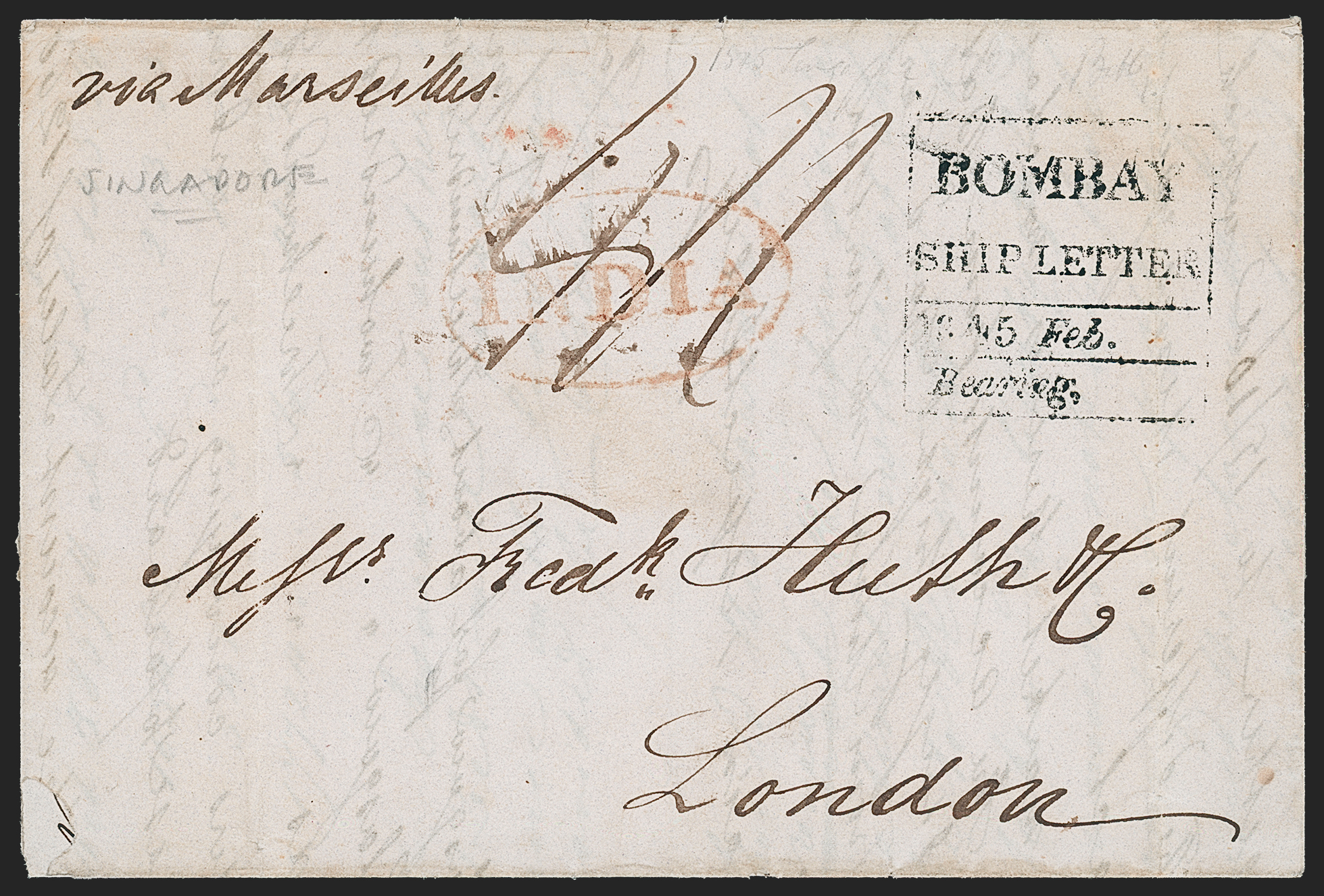 Bombay SR3 pre-1854 cover, Robert A. Siegel Auction Galleries lot 10041
