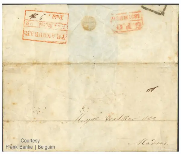 Pre-stamp cover of India — Tranquebar HG 6, COV-4540, 23 March 1851