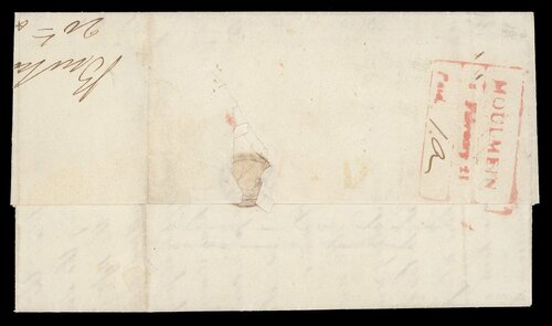Moulmein FP 2 pre-1854 cover, Spink lot 23