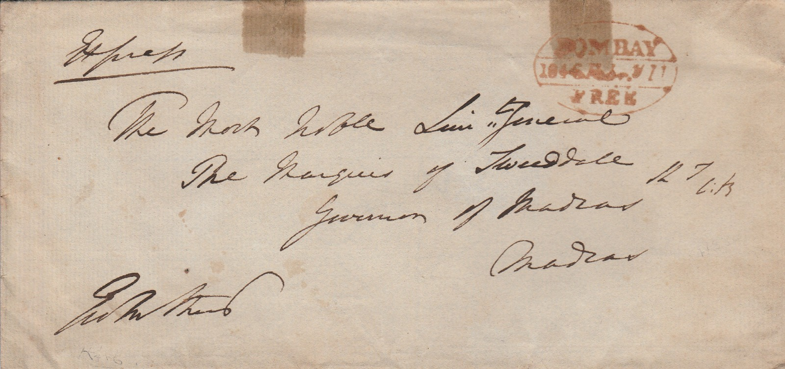 Bombay HG 23 pre-1854 cover, Philaindia lot 1