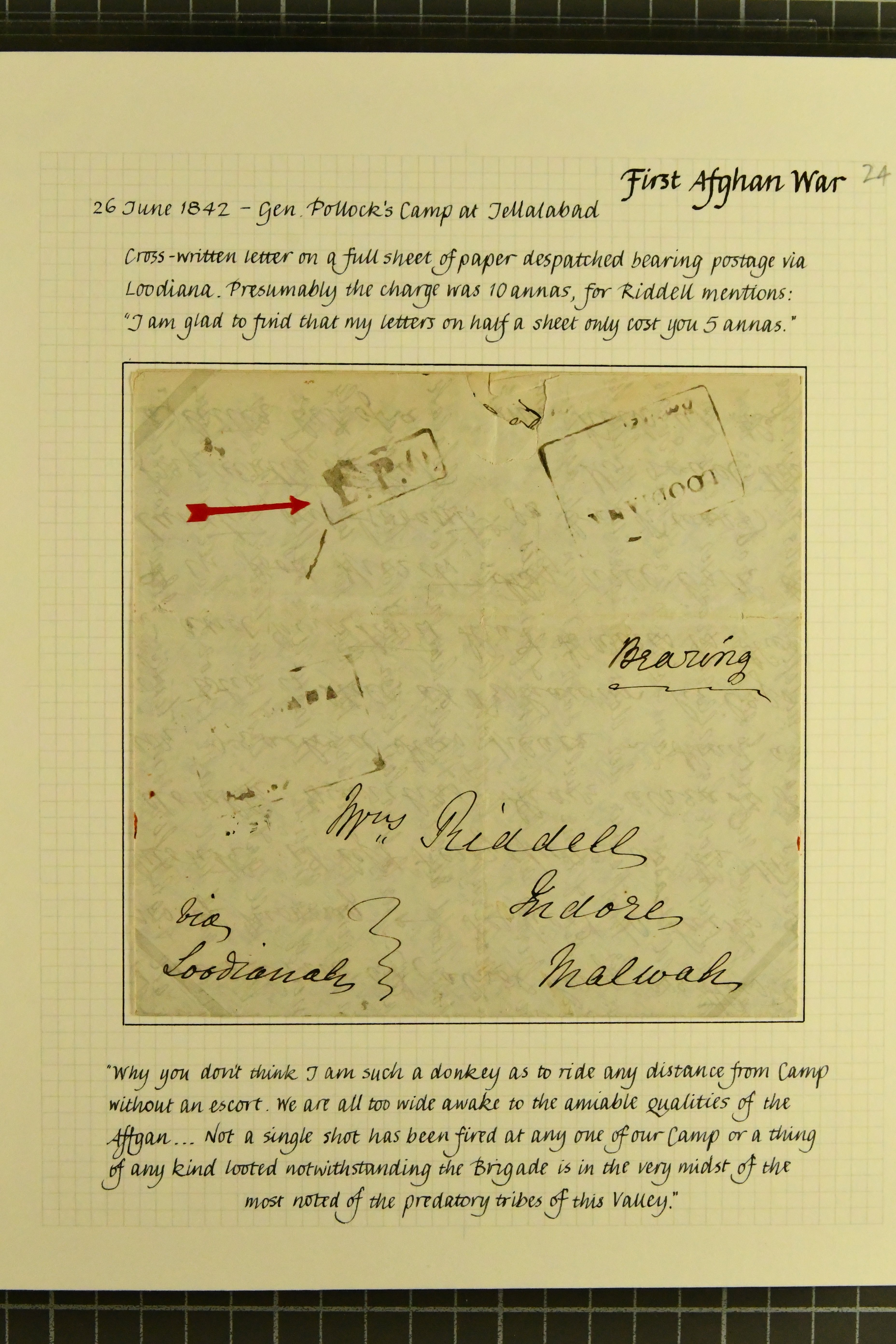 Pre-stamp cover of India — Lodianah HG 9, COV-5078, 26 June 1842
