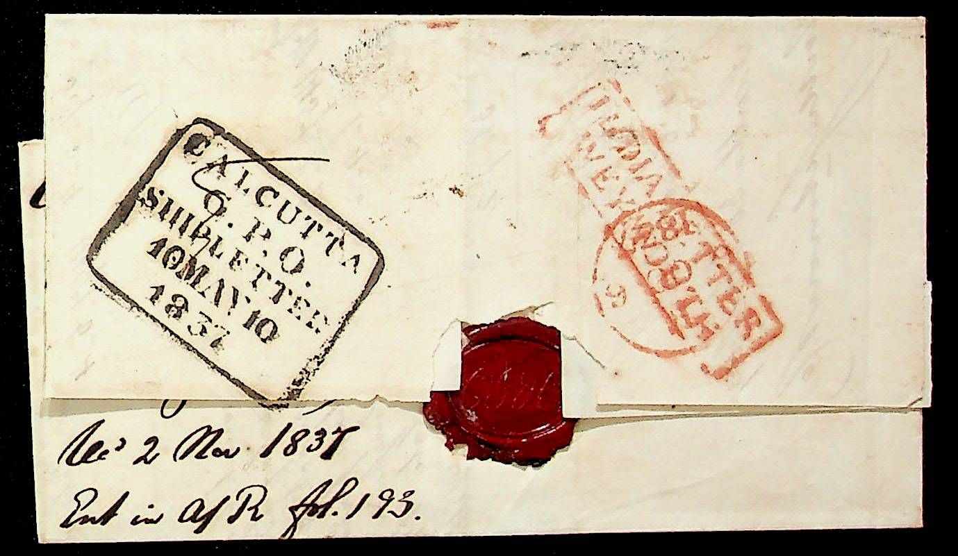 Calcutta SD10 pre-1854 cover, Sephils lot 0101