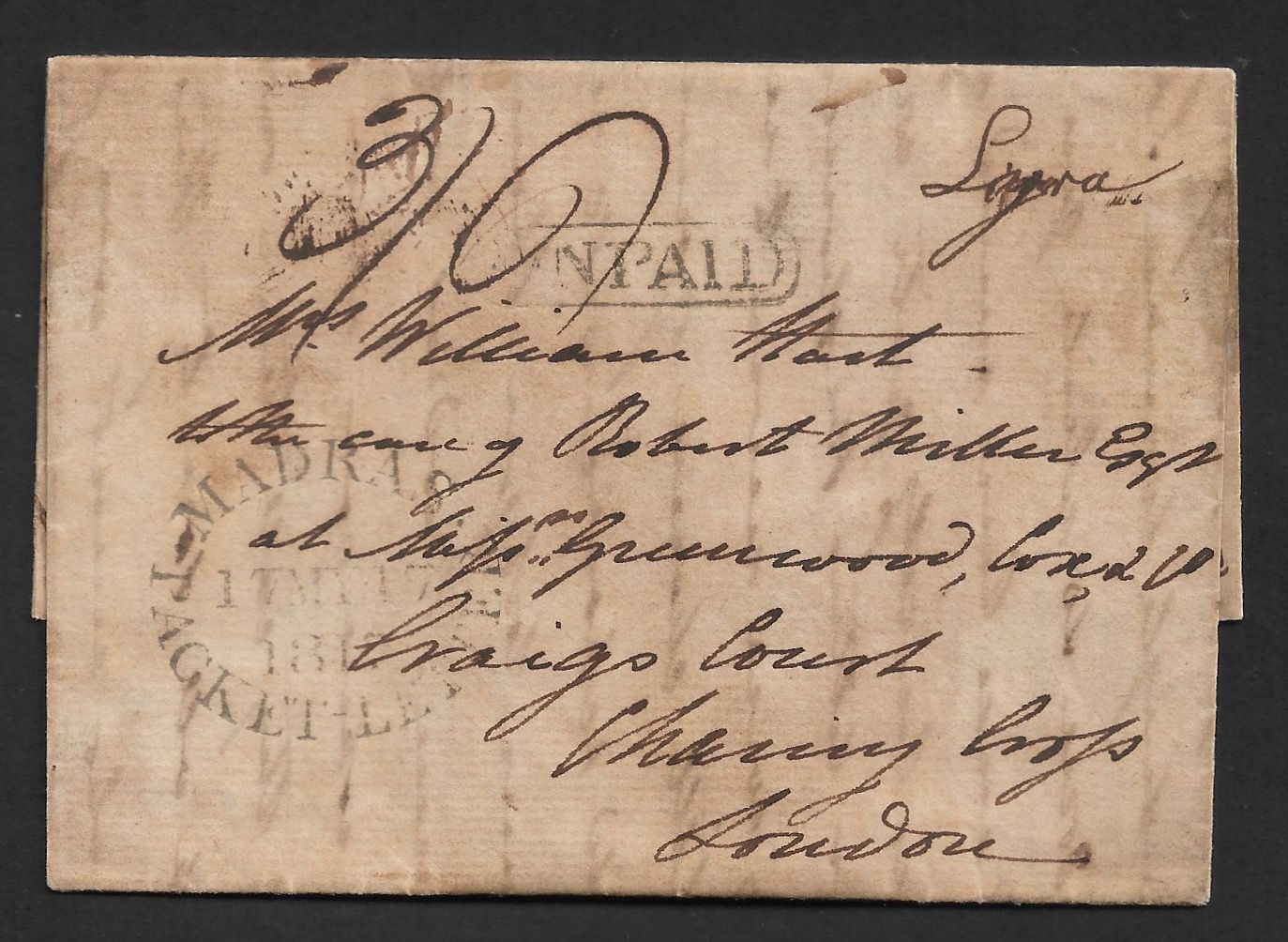 Madras SD5 pre-1854 cover, Sephils lot 0083