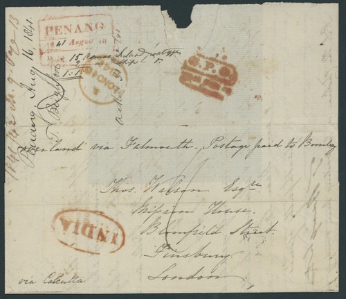 Penang FP 5 pre-1854 cover, Spink lot 24