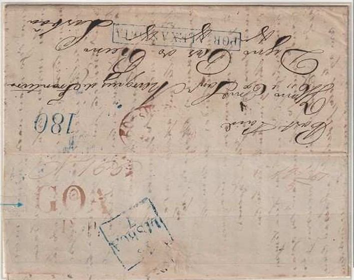 Pre-stamp cover of India — Goa FP 4, COV-3211, 7 May 1851