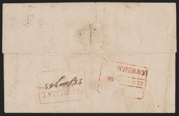 Pre-stamp cover of India — Karical HG 1, COV-4825, 27 January 1855