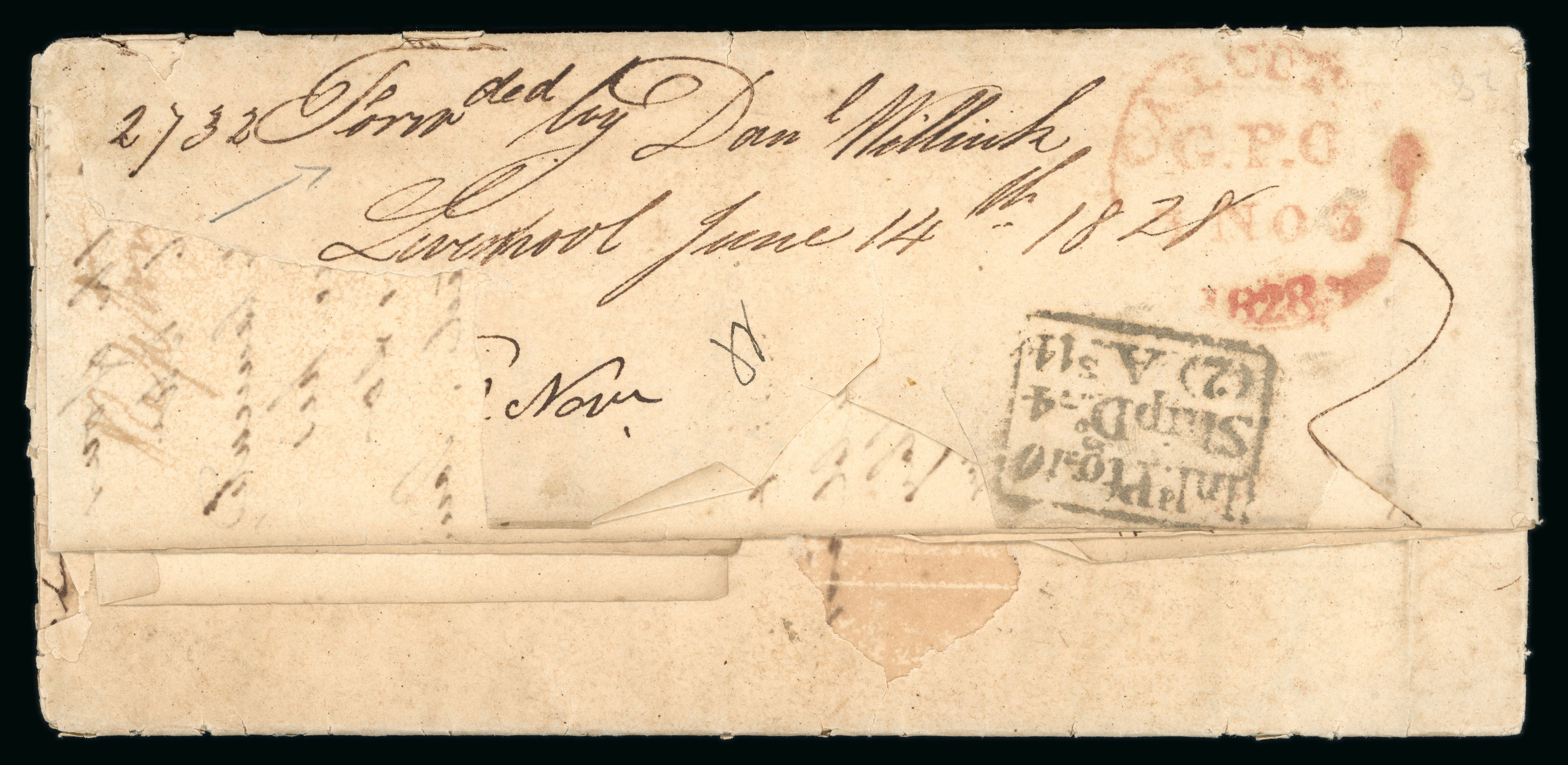 Pre-stamp cover of India — Calcutta SR12, COV-4957, 1828