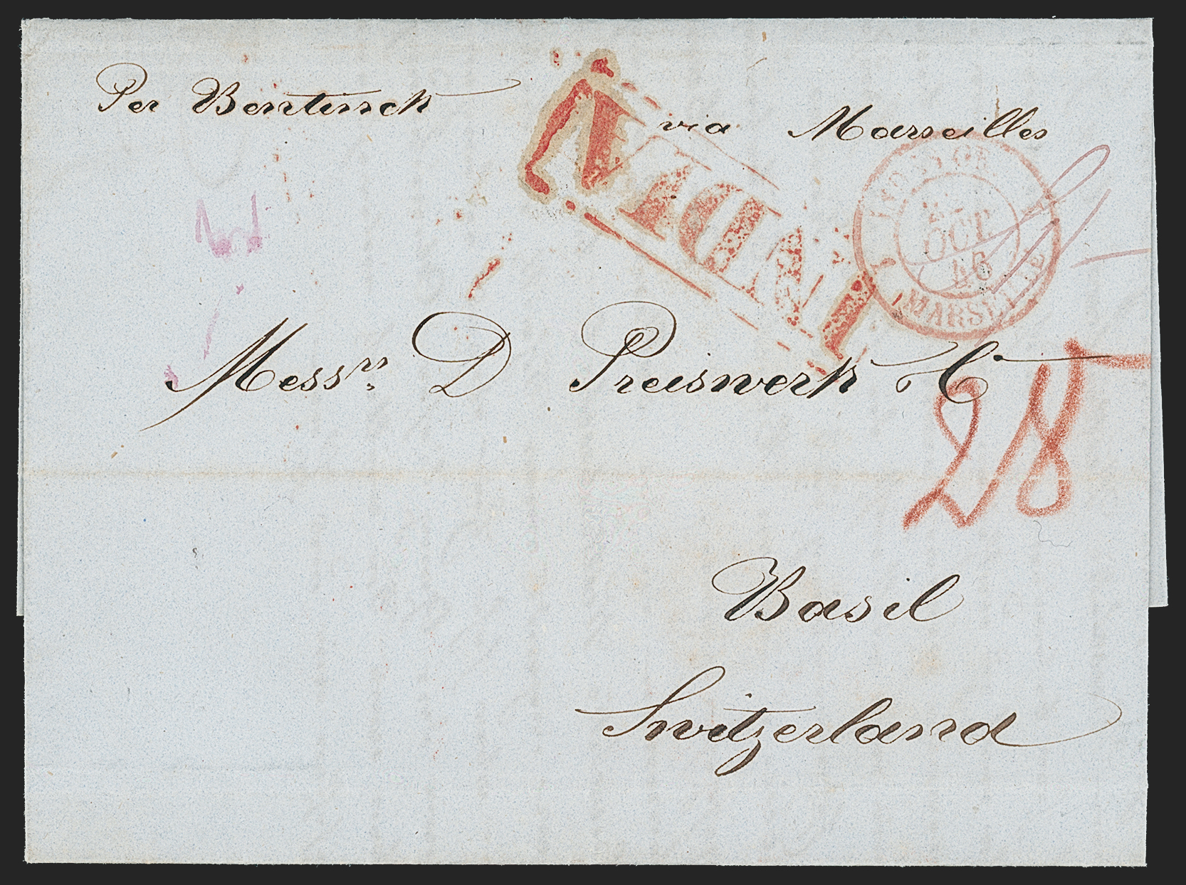 Pre-stamp cover of India — Calcutta SD17, COV-5317, 1846