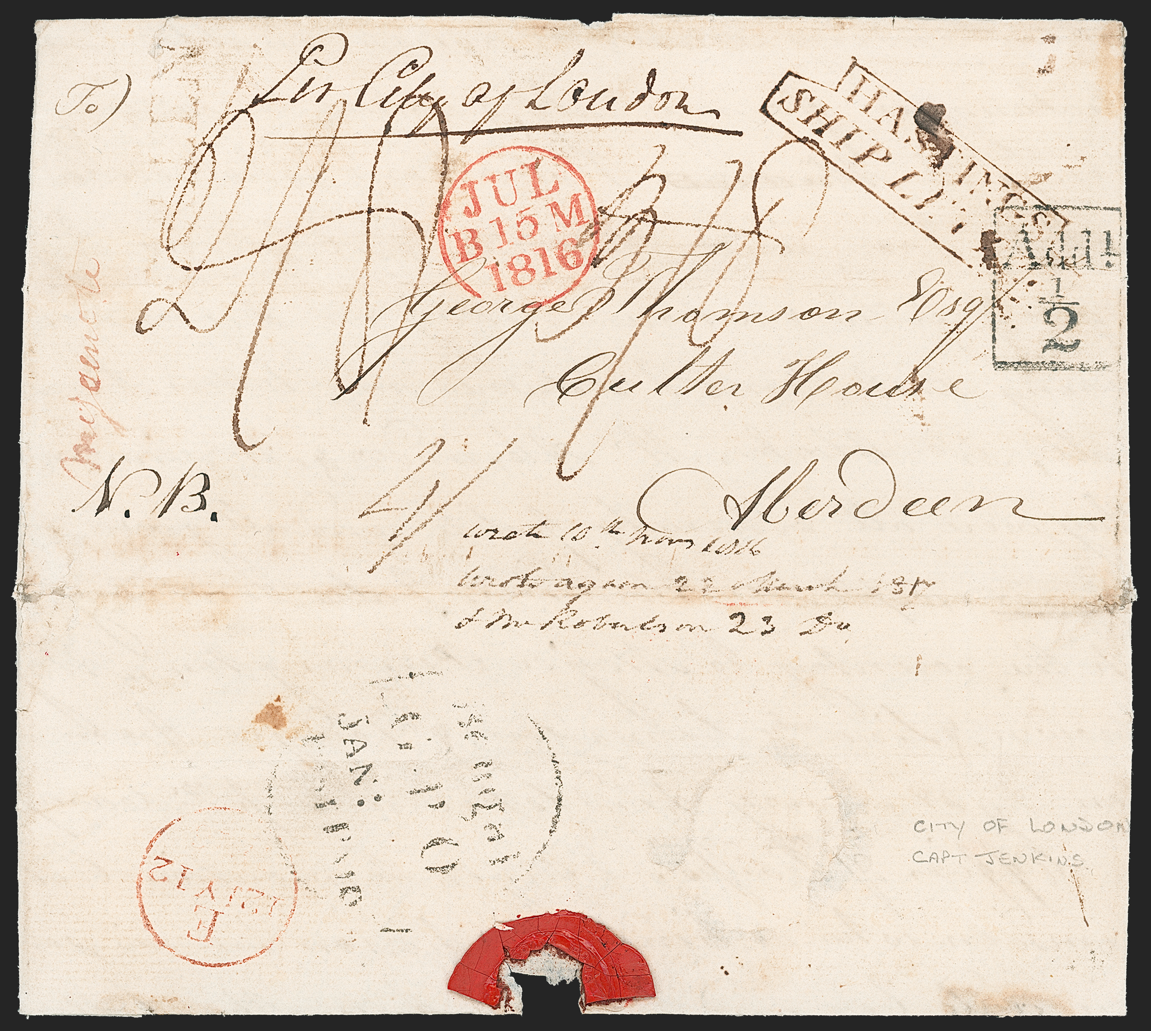 Pre-stamp cover of India — Calcutta SD2, COV-5269, 10 January 1816