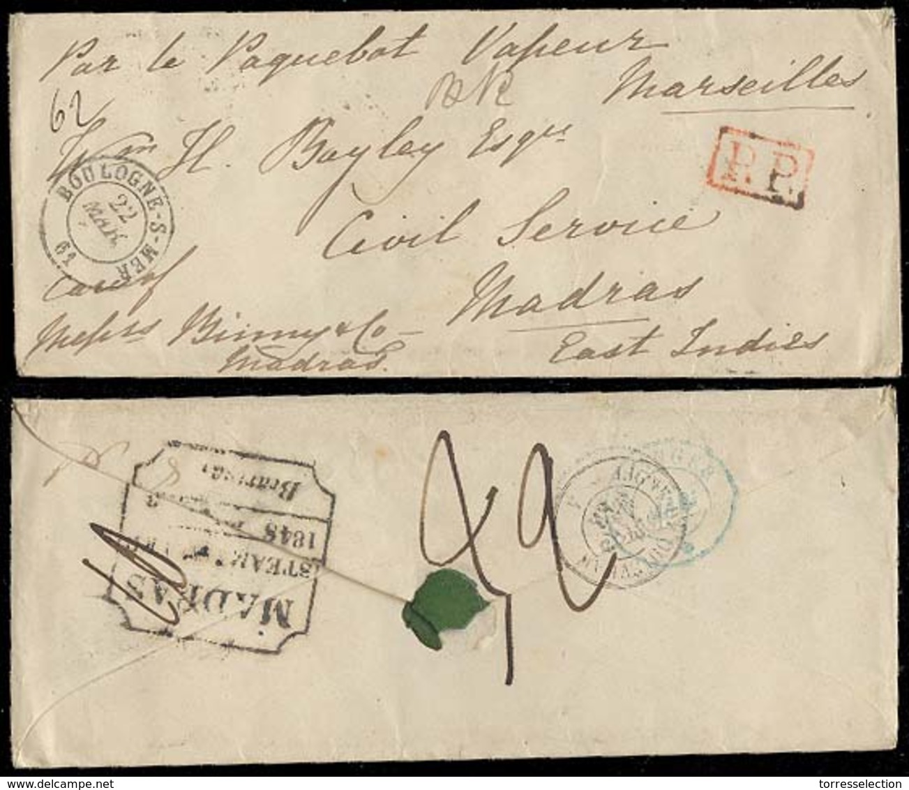 Madras SR5 pre-1854 cover, Delcampe