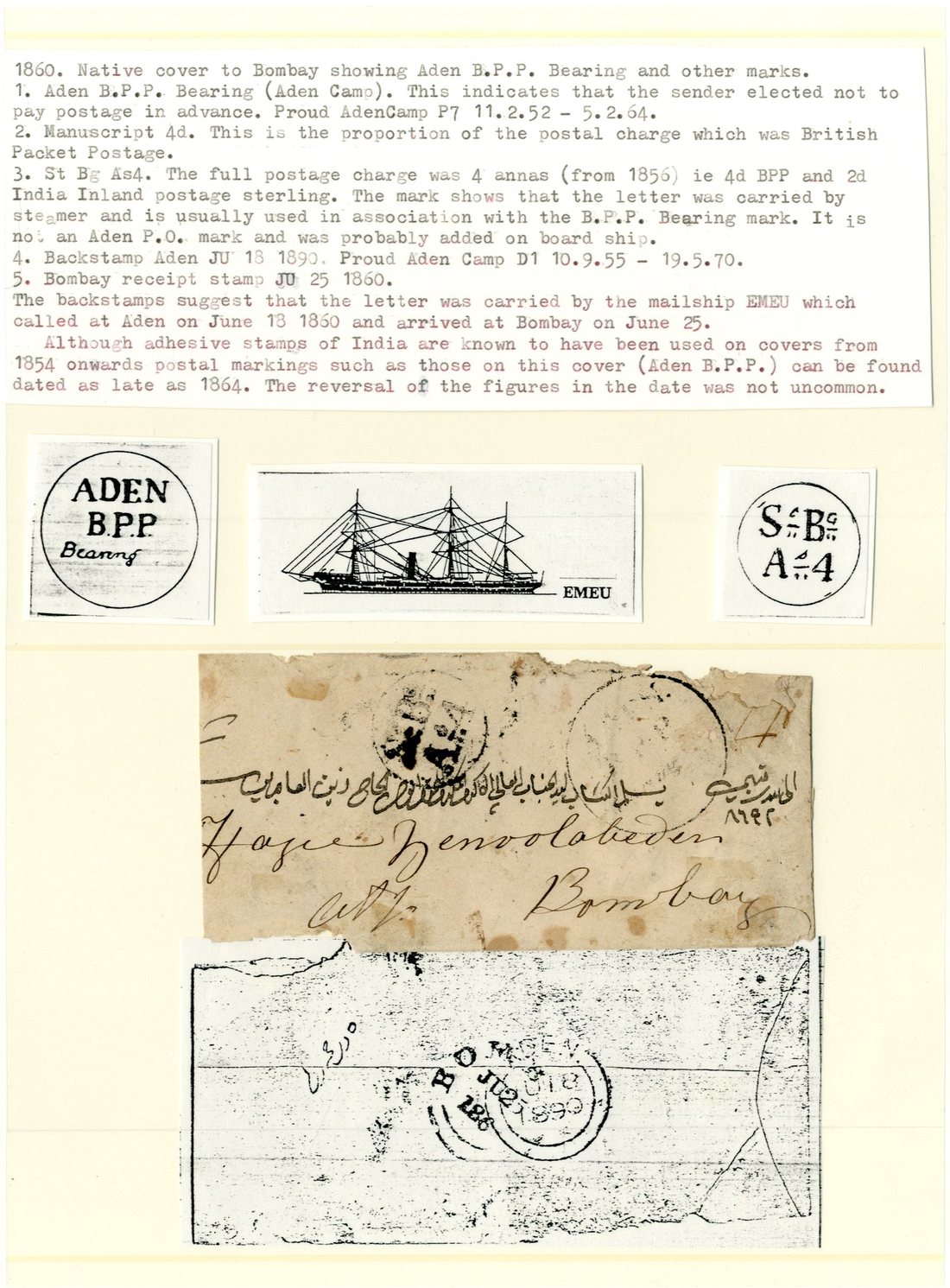 Aden FP 2 pre-1854 cover, Spink lot 224