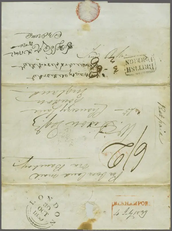 Berhampore HG 8 pre-1854 cover, Corinphila Auctions lot 5443