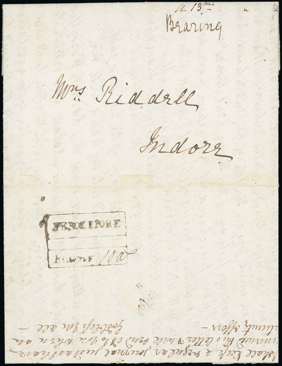 Pre-stamp cover of India — Ferozepore HG 2, COV-5157, 31 January 1842
