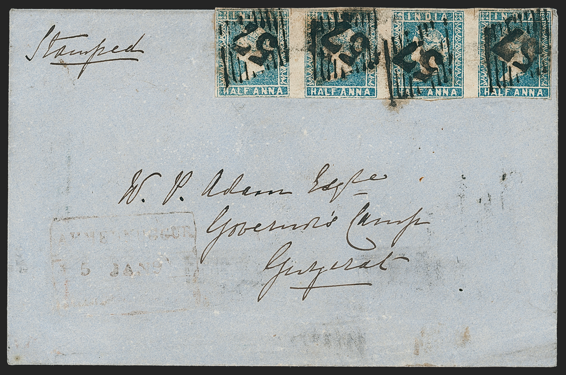 Pre-stamp cover of India — Ahmednugur HG 1, COV-5324, 1854