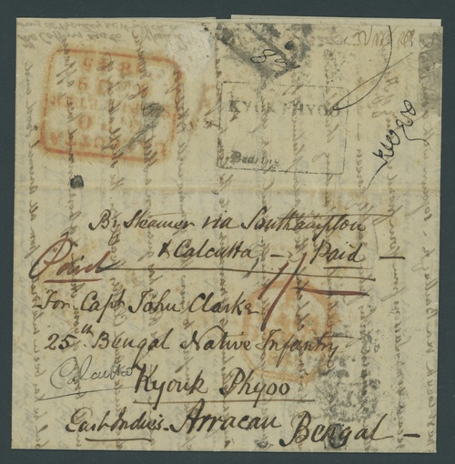 Kyouk Phyoo FP 1 pre-1854 cover, Spink lot 5040