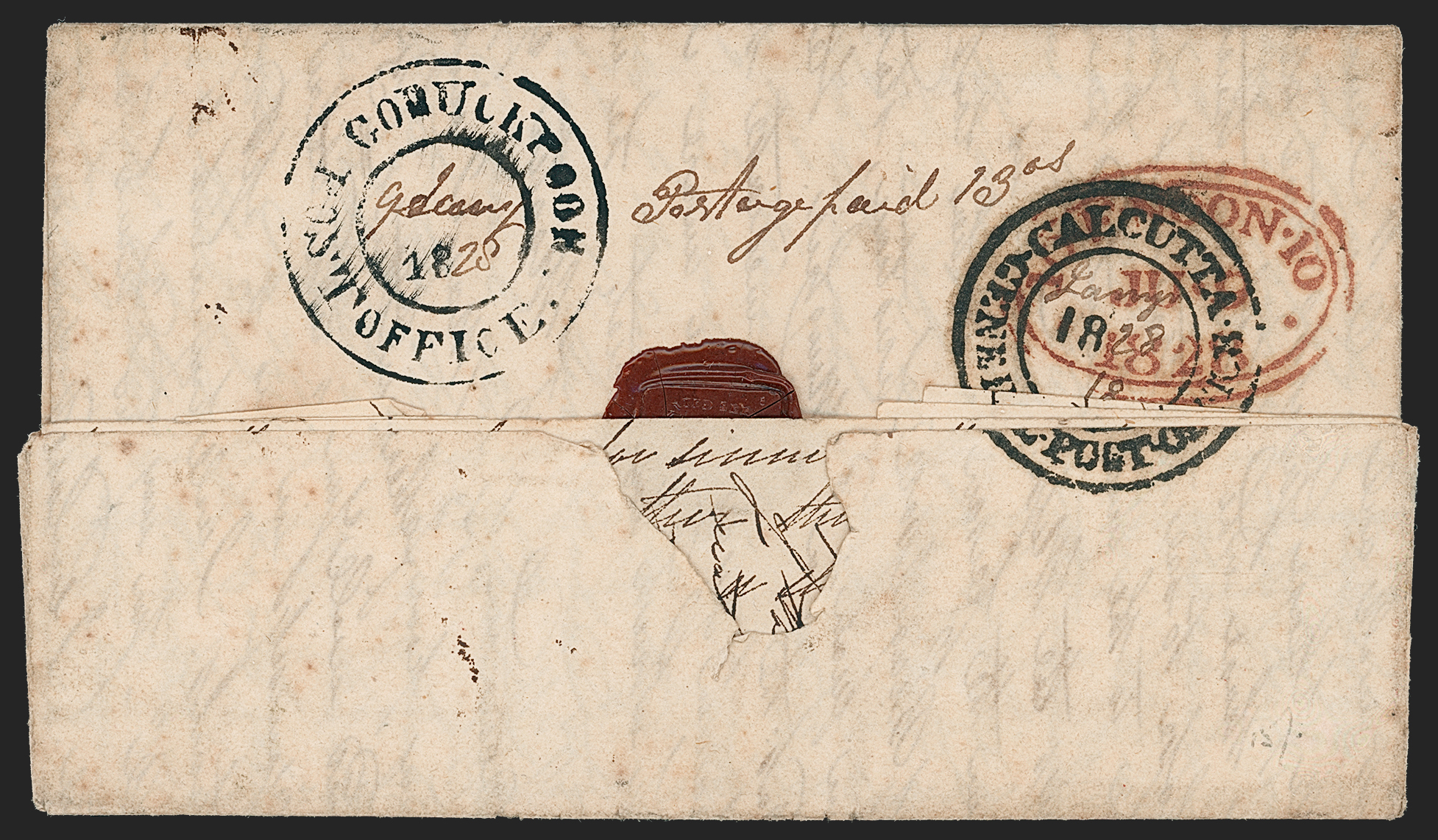 Pre-stamp cover of India — Goruckpoor HG 1, COV-5290, 9 January 1828