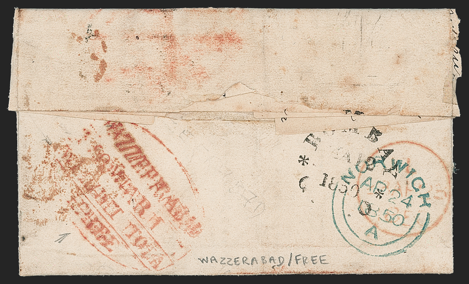 Pre-stamp cover of India — Wuzeerabad HG 4, COV-5315, 10 May 1850