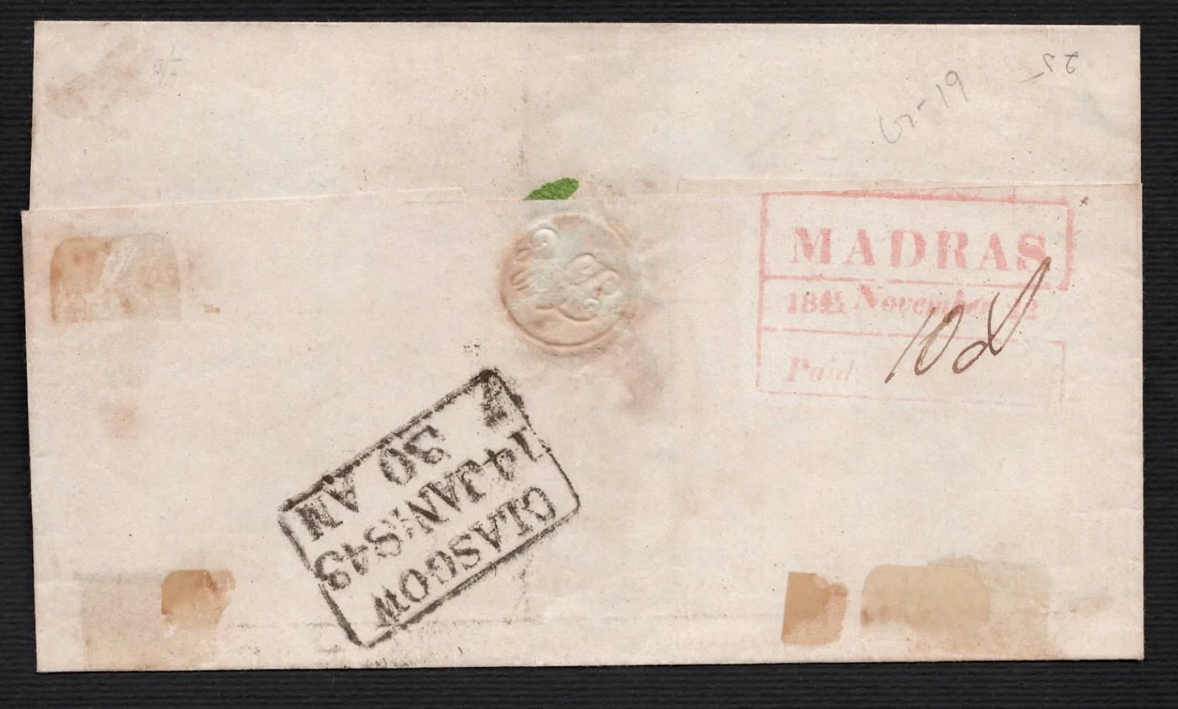 Madras HG 19 pre-1854 cover, Sephils lot 0080