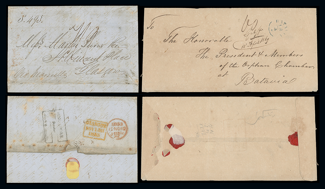 Pre-stamp cover of India — Singapore FP 4, COV-5381, 1854