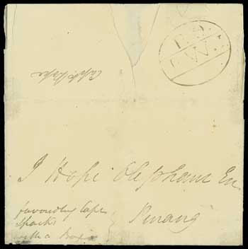 Penang FP 1 pre-1854 cover, Spink lot 12