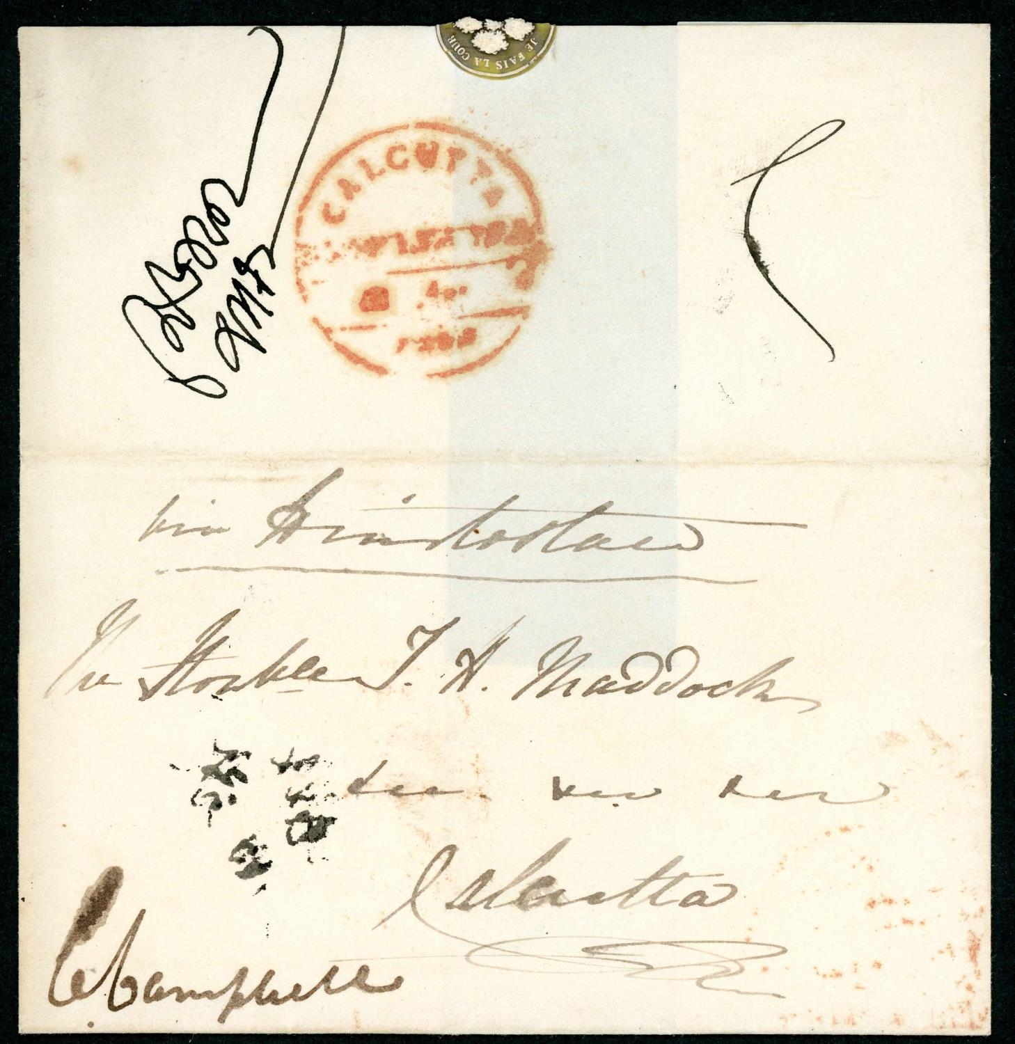 Pre-stamp cover of India — Calcutta SD14, COV-4887, 1844