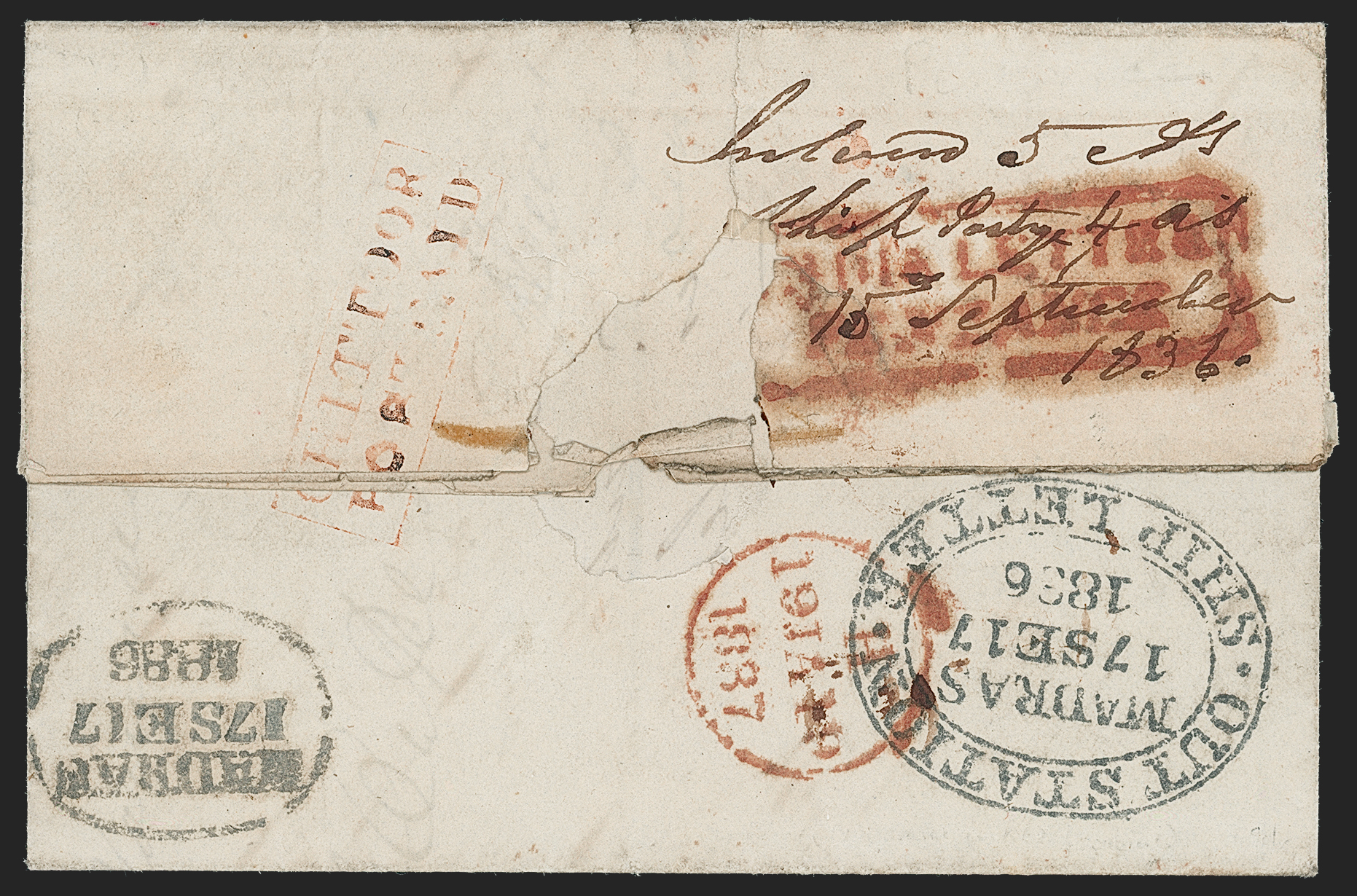 Pre-stamp cover of India — Chittoor HG 4, COV-5281, 15 September 1836